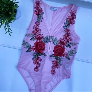 Floral Embroidered Body Suit